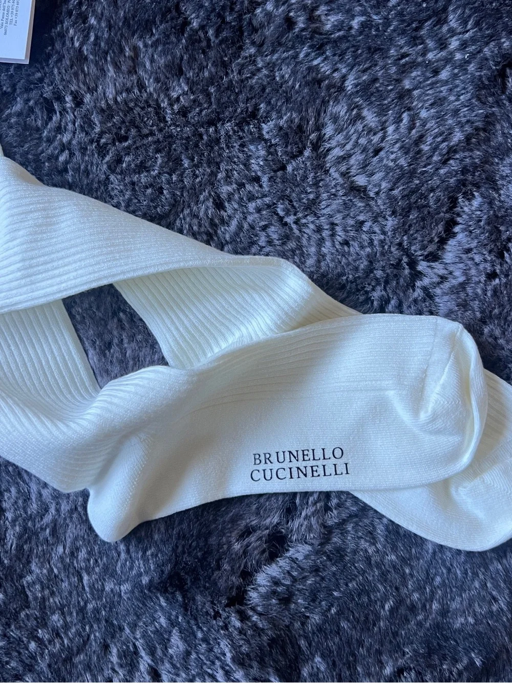 Brunello Cucinelli women’s White Ribbed Dress Socks high knee goft beige golf